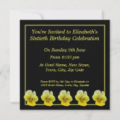 Fleur jaune 60e anniversaire Invitations (Devant)