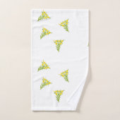 Fleur jaune avec feuilles verts sur blanc (Serviette à main)