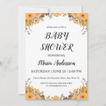Fleur Jaune Baby Girl Baby shower Invitation
