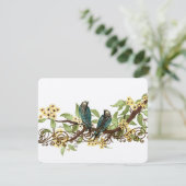 Fleur Jaune Branche Oiseaux Vintages Mariage RSVP (Debout devant)