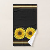 Fleur Jaune Double Tournesol Noir Arrière - plan (Serviette à main)