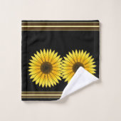 Fleur Jaune Double Tournesol Noir Arrière - plan (Gant de toilette)