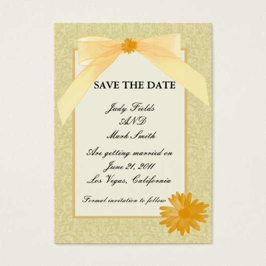Fleur Jaune Enregistrer La Carte Date (Devant)