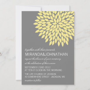 Fleur Jaune & Gris Conception Mariage Invitations