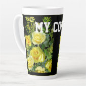 Fleur Jaune Image Mon Café Texte Latte Mug (Angle gauche)