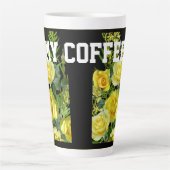 Fleur Jaune Image Mon Café Texte Latte Mug (Devant)