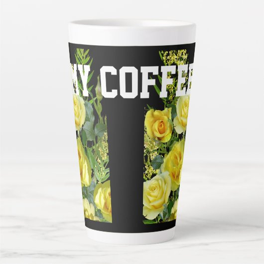 Fleur Jaune Image Mon Café Texte Latte Mug (Devant)
