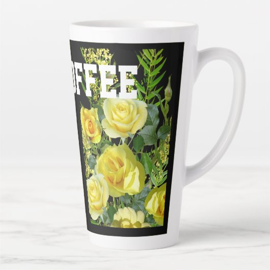 Fleur Jaune Image Mon Café Texte Latte Mug (Droite)