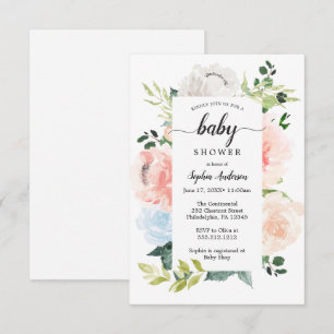 Fleur Jolie  Floral Baby shower nodigt uit Kaart
