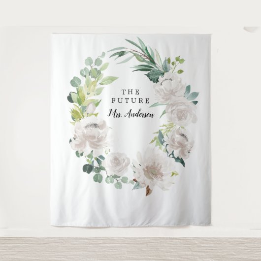 Fleur Jolie  Floral Bridal achtergrond Wandkleed (Voorkant)