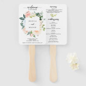 Fleur Jolie Waterverf Floral Wedding Programme Fan Handwaaier (Voorkant en achterkant)