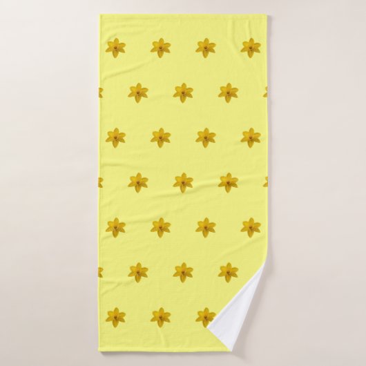 Fleur jonquille jaune Motif sans couture sur (Serviette de bain)