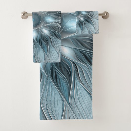 Fleur Joyeuse Abstrait gris bleu floral Fractal (En situation)