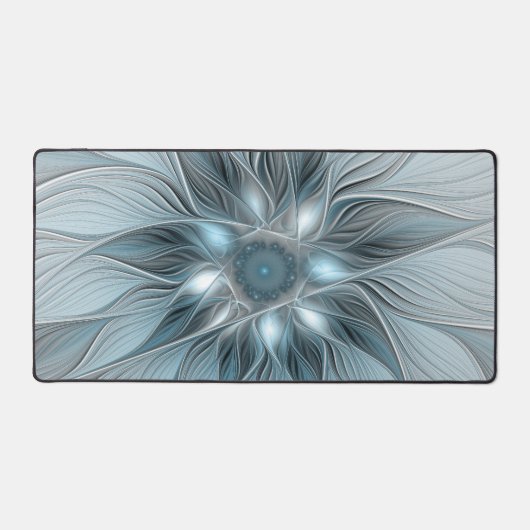 Fleur Joyeuse Abstrait gris bleu floral Fractal (Recto)