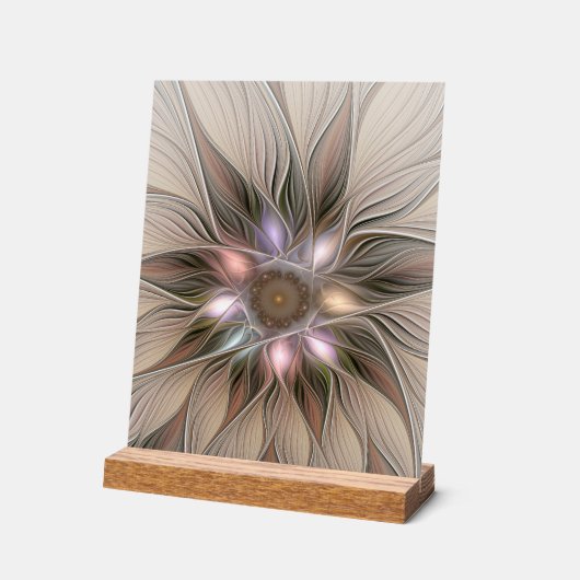 Fleur joyeuse abstraite beige marron floral fracta (Angle)