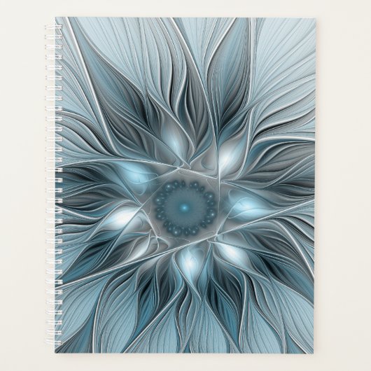 Fleur joyeuse abstraite fleur bleue grise fractale (Devant)