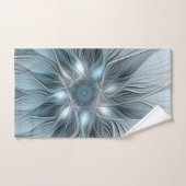 Fleur joyeuse abstraite fleur bleue grise fractale (Serviette à main)