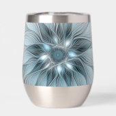 Fleur joyeuse abstraite florale fractale bleue gri (Arrière)