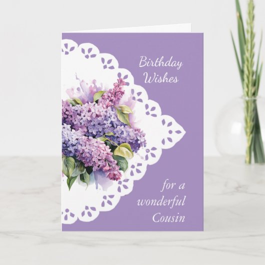 Fleur Lilac Bouquet Cousin Carte Anniversaire (Devant)