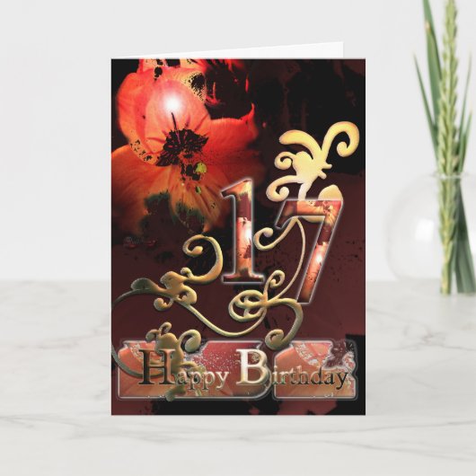Fleur Lily Dream Bonne carte de fête du 17e annive (Devant)