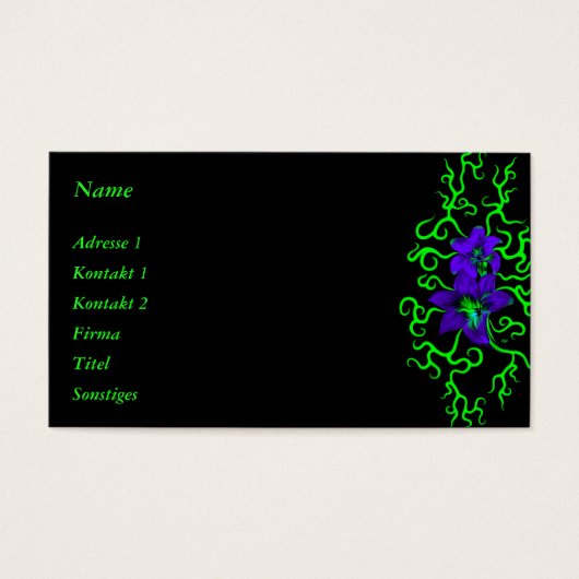 Fleur Lily violette sur noir (Devant)