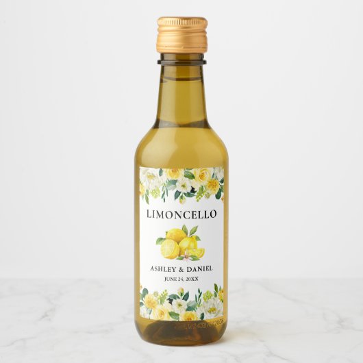 Fleur Limoncello Mariage Mini Étiquette bouteille (Devant)