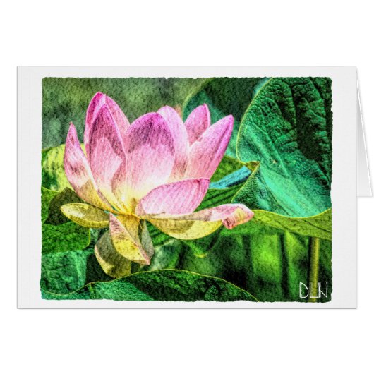 Fleur Lotus/Aquarelle Florale Art/ (Devant Horizontal)