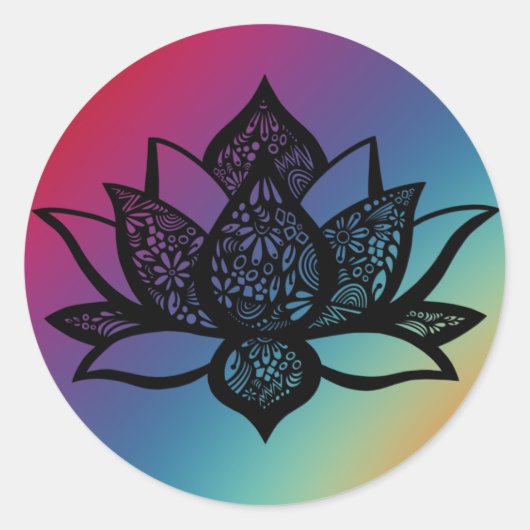 Fleur Lotus avec Sticker rond Arrière - plan color (Devant)