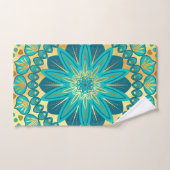 Fleur Mandala Bleu Or (Serviette à main)