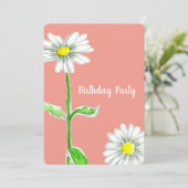 Fleur marguerite Invitation fête d'anniversaire Or (Debout devant)