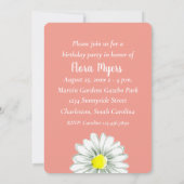 Fleur marguerite Invitation fête d'anniversaire Or (Dos)