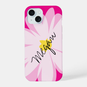 Fleur marguerite rose et blanc dessin iPhone 15 co
