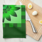 Fleur marguerite verte #2 Serviette de cuisine (Quart Plié)