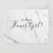 Fleur mariage | Carte postale Marbre blanc Script (Devant)