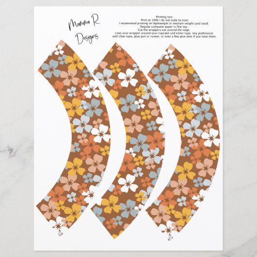 Fleur marron foncé emballage de cupcake, cupcakes (Devant)