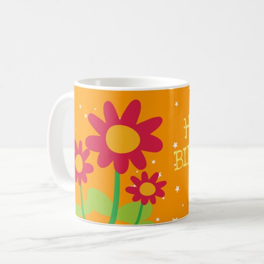 Fleur mignonne Anniversaire Café Mug (Devant gauche)
