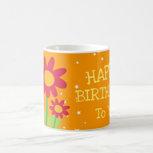 Fleur mignonne Anniversaire Café Mug (Centre)