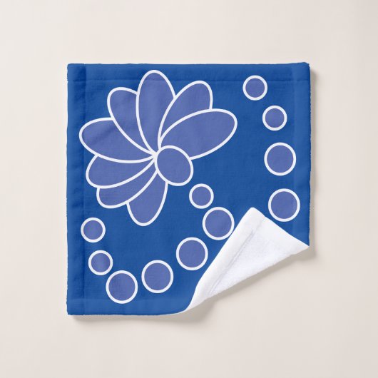 Fleur moderne, bleue profonde et moyenne (Gant de toilette)
