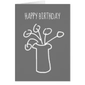 Fleur moderne simple blanc sur gris (Devant)