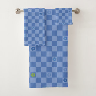 Fleur Motif à Carreaux N° 01 - Bleu Clair