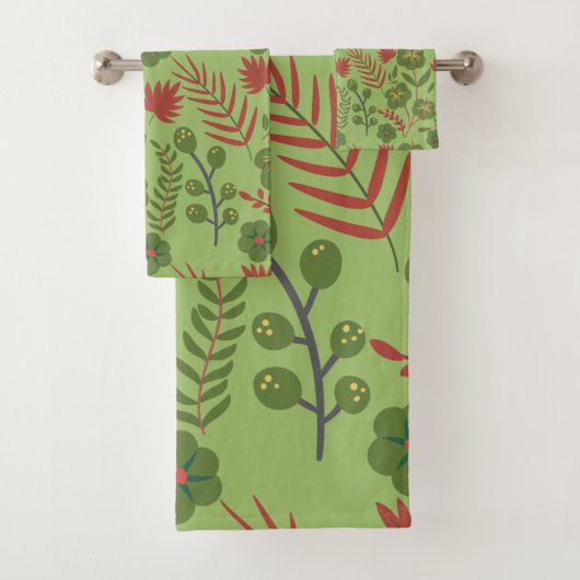 Fleur motif, branche, feuille fleurie verte sans s (En situation)