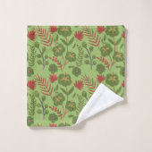 Fleur motif, branche, feuille fleurie verte sans s (Gant de toilette)