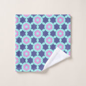 Fleur motif fleurs étoile bleu rose (Gant de toilette)