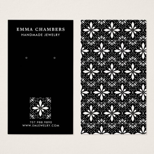 Fleur Motif noir bijoux à oreille (Devant & derrière)