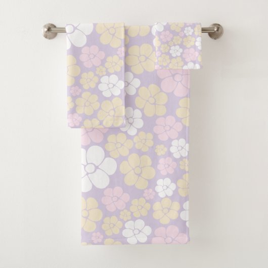 Fleur Motif - Pastel rose, jaune et violet (En situation)