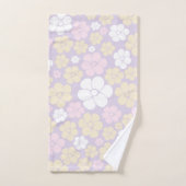 Fleur Motif - Pastel rose, jaune et violet (Serviette à main)