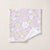 Fleur Motif - Pastel rose, jaune et violet (Gant de toilette)