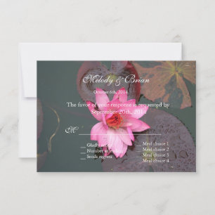fleur nénuphar rose faire-part de mariage RSVP