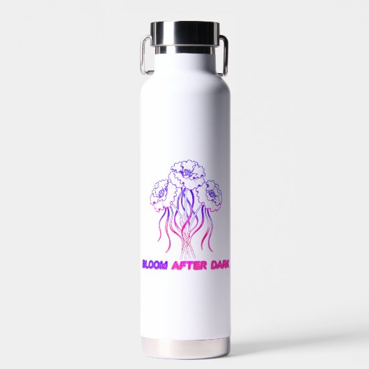 Fleur néon rose - Bouteille d'eau d'art (Avant)