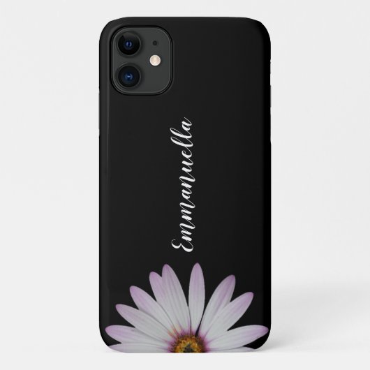 Fleur noir et blanc Nom iPhone 11 Coque (Dos)